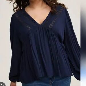 Torrid Deep Navy V-Neck Blouse